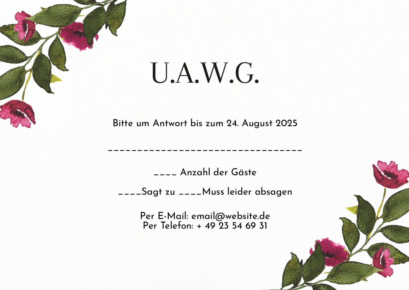 Rückantwortkarten für Hochzeit und Parties Optimalprint